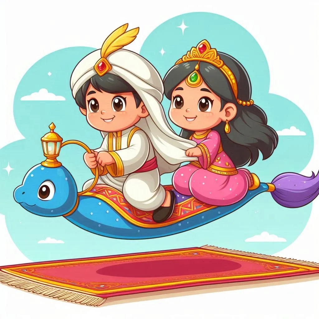 cover illustration of a bedtime story for kids: Aladdin and the Magic Lamp