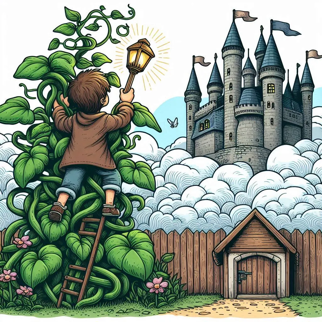 cover illustration of a bedtime story for kids: Jack and the Beanstalk